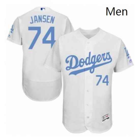 Mens Majestic Los Angeles Dodgers 74 Kenley Jansen Authentic White 2016 Fathers Day Fashion Flex Base Jerseys